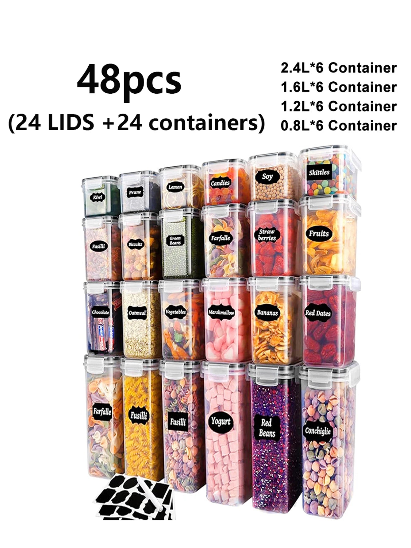 48pcs Sealed Food Storage Containers with Lids