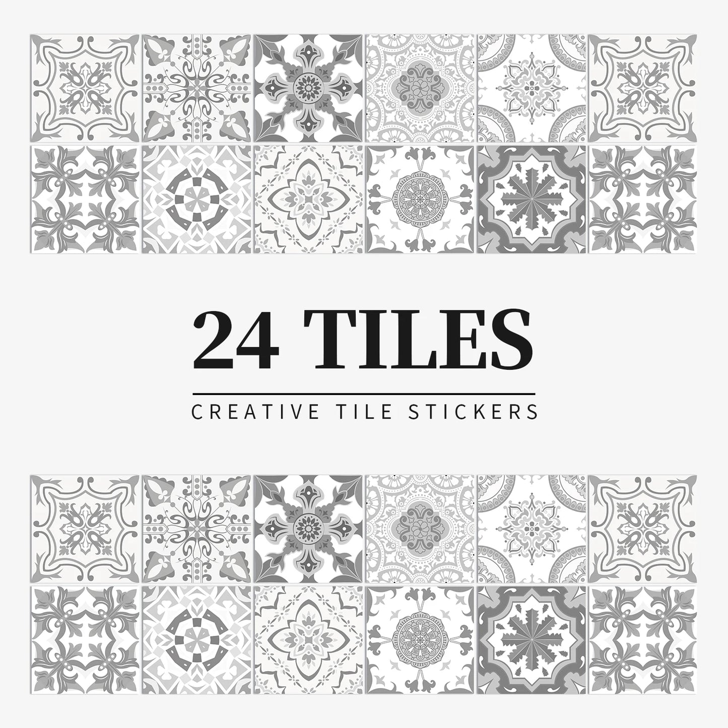 24pcs Mandala Retro Self-Adhesive Tile Stickers