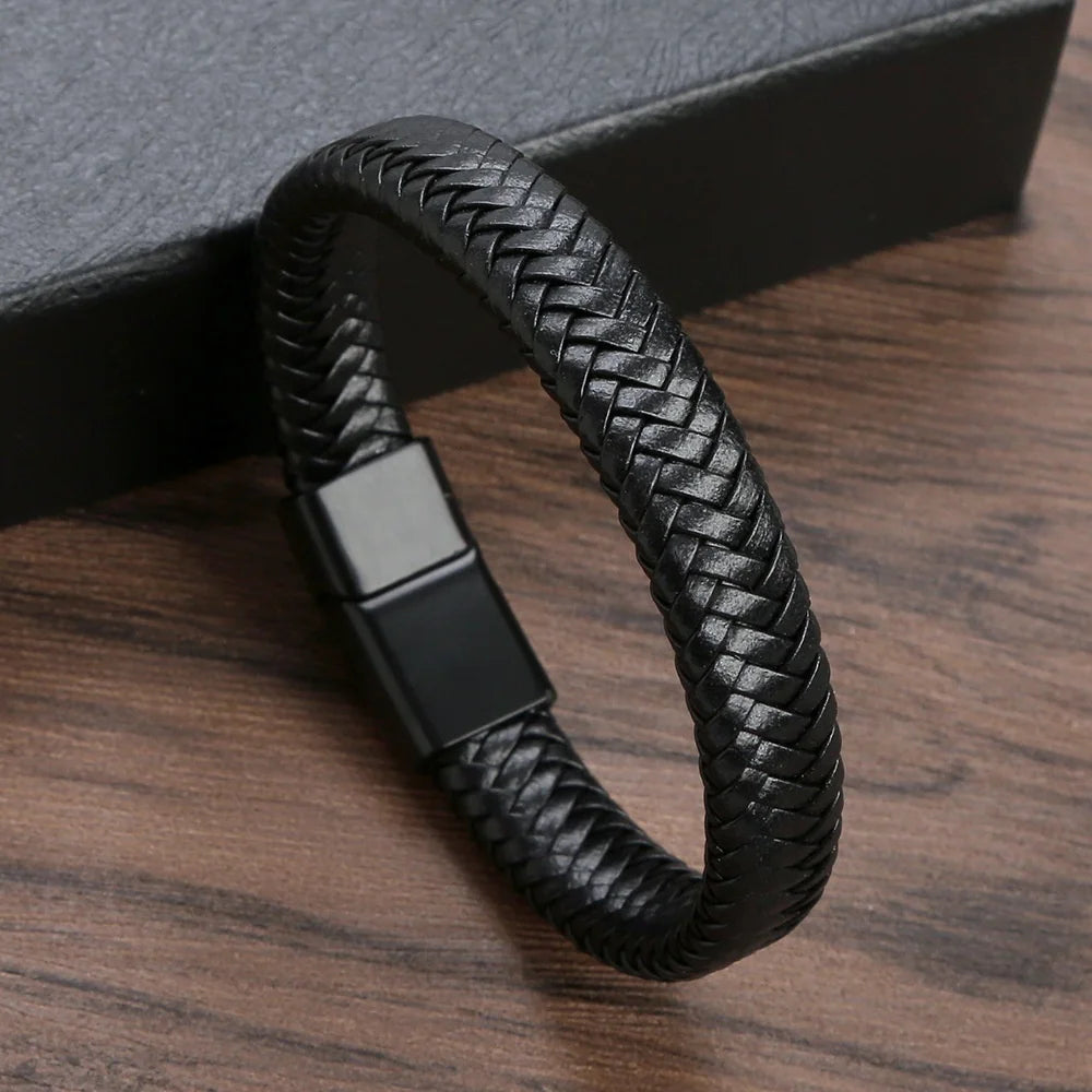 Men's Black PU Leather Bracelet