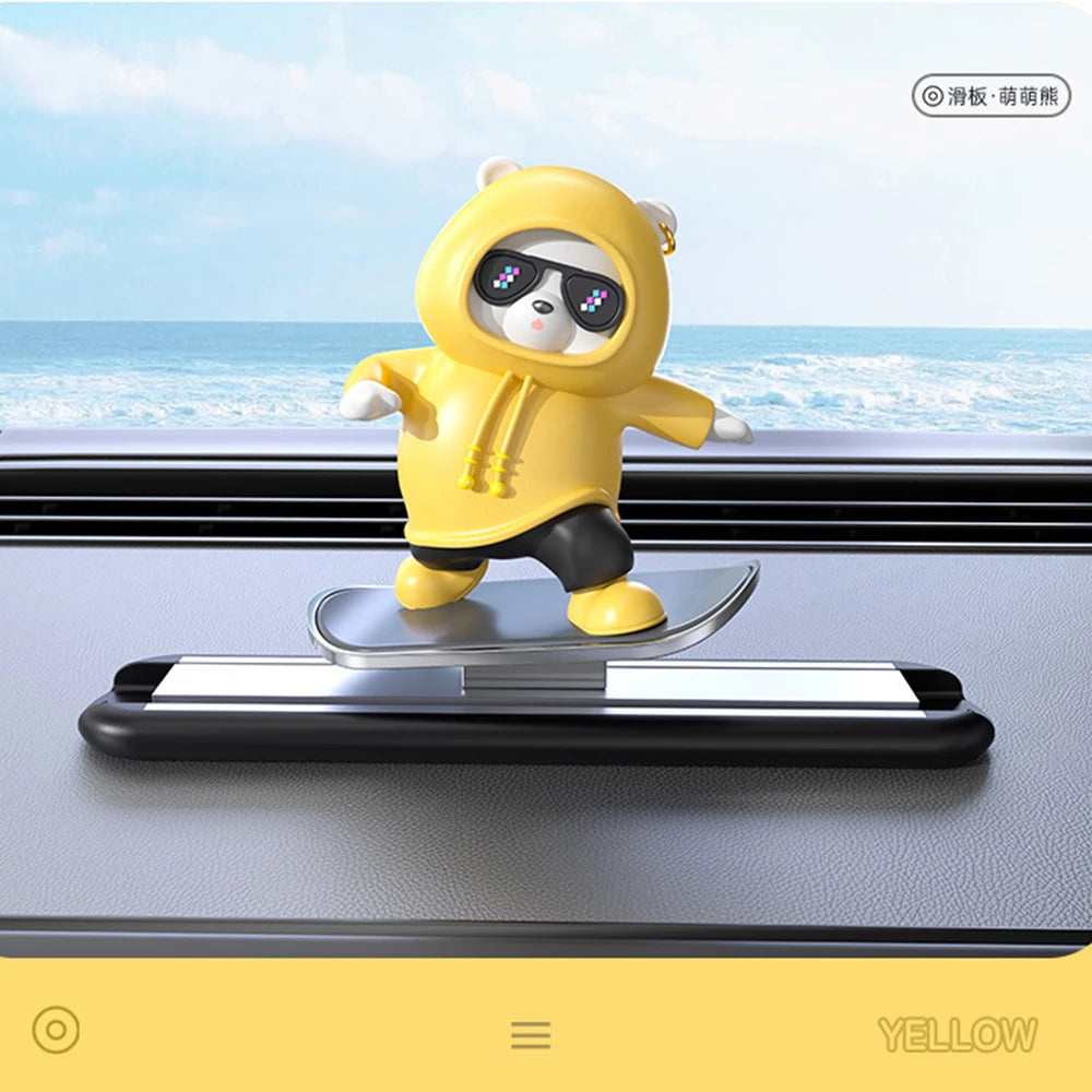 Skateboard Bear Car Dashboard Decor
