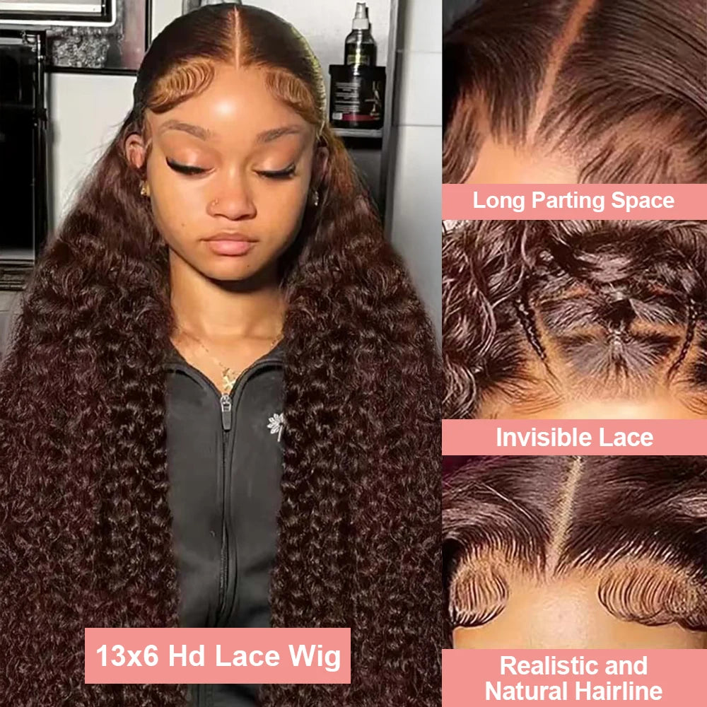 Chocolate Brown Curly Lace Wig