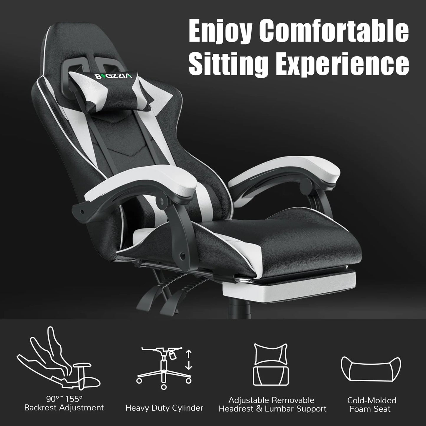 bigzzia Ergonomic Gaming Chair with Footrest