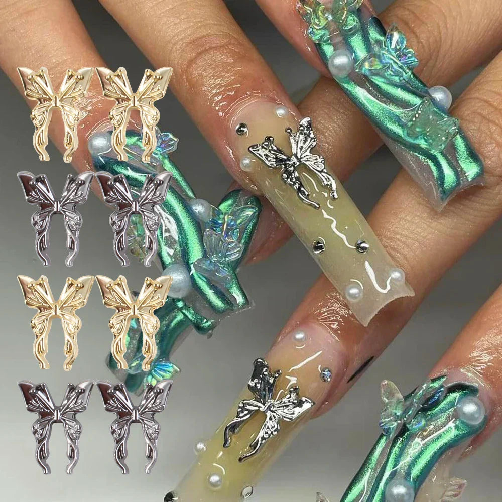 Gold/Silver Butterfly Nail Charms