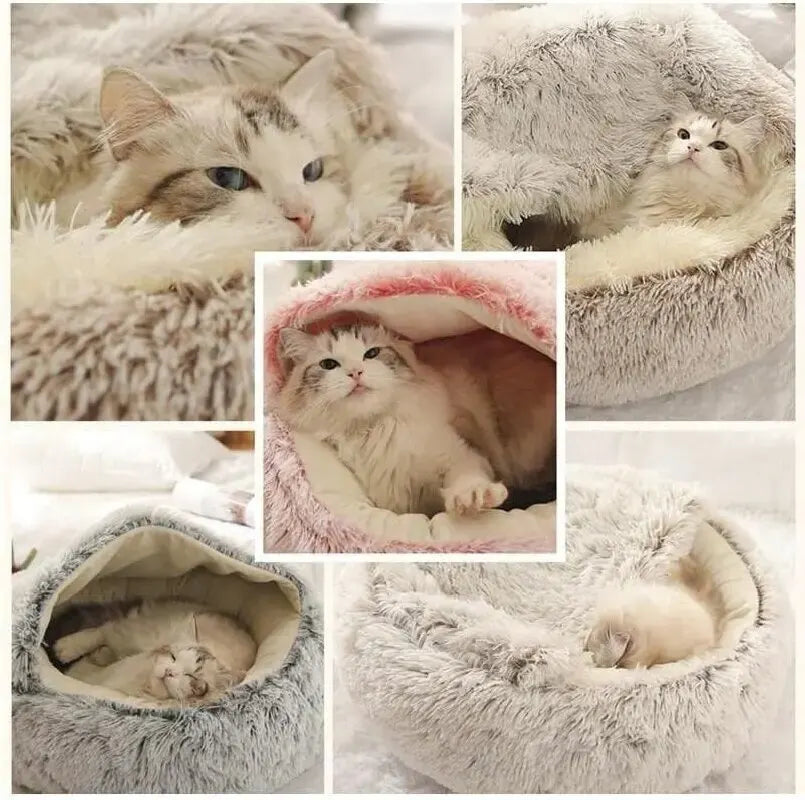 Cozy Plush Hooded Pet Bed