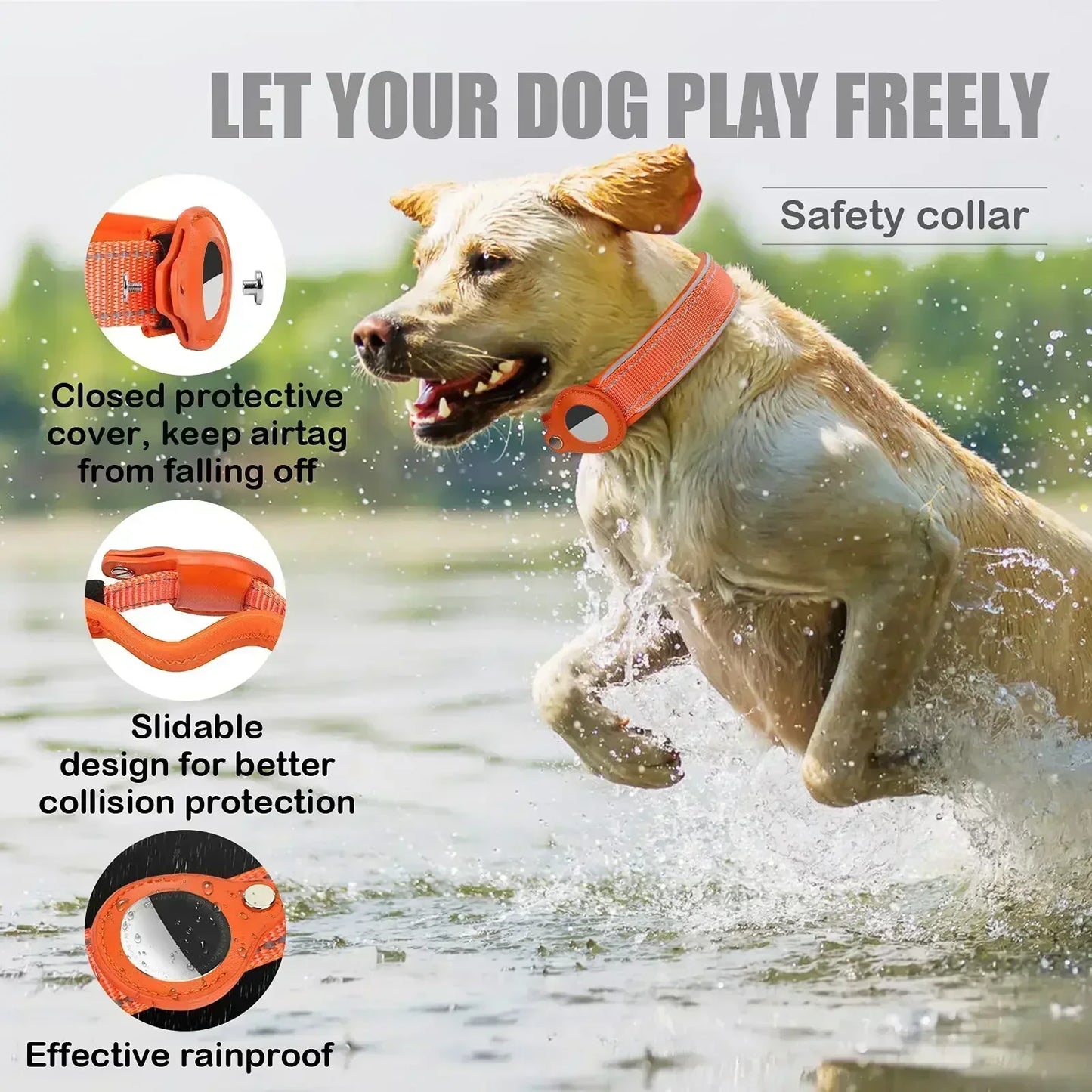 Dog Collar Waterproof Reflective Airtag