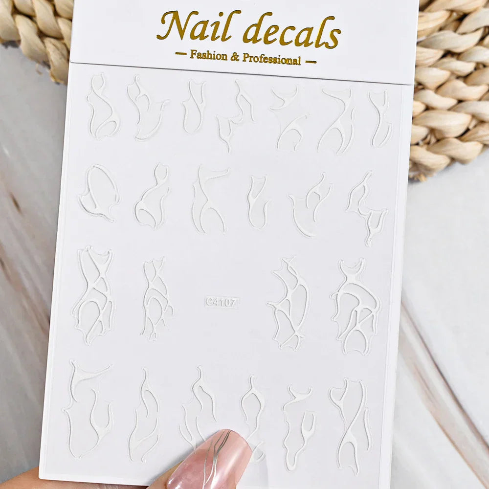 3D Metal Flame Nail Stickers