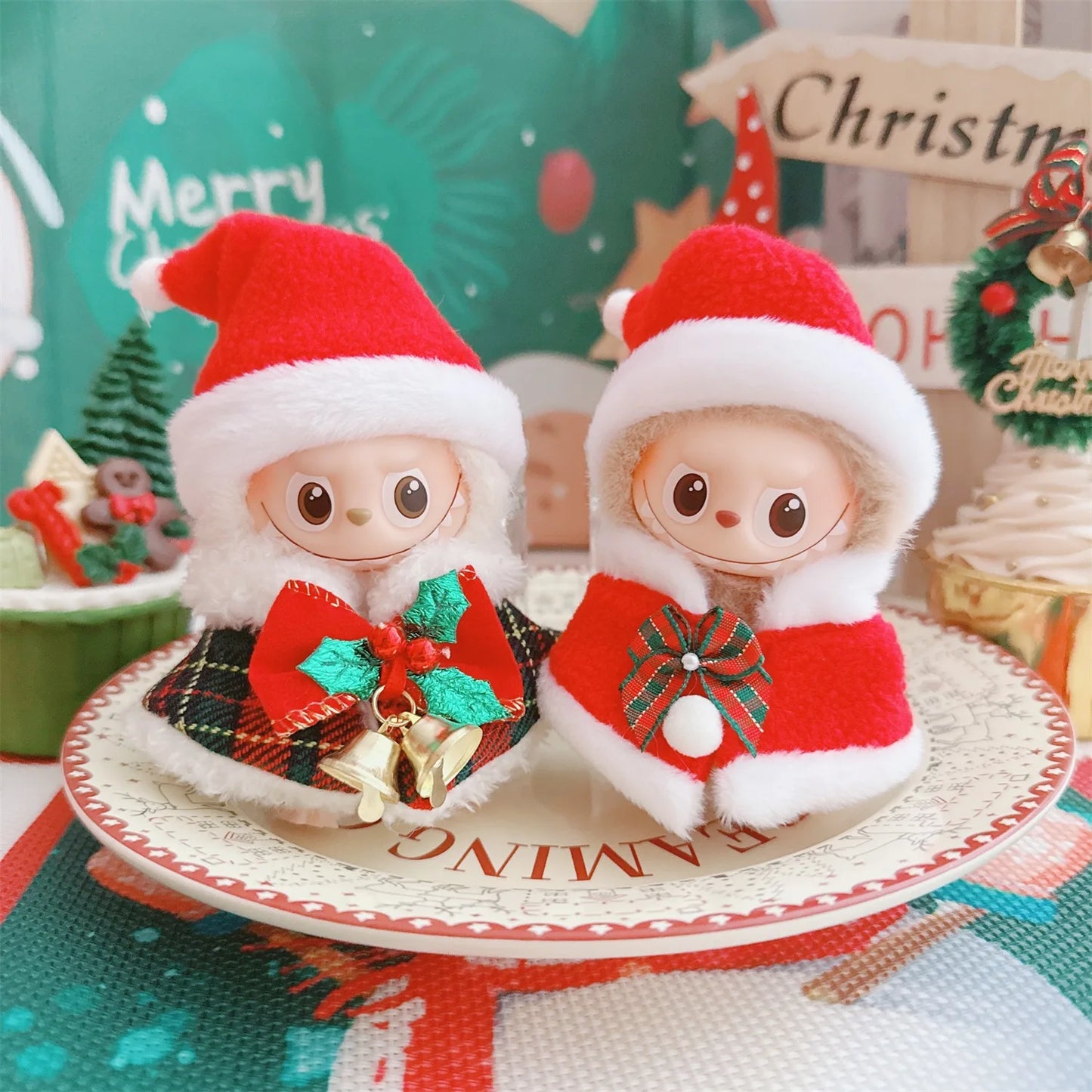 Labubu Christmas Hat & Cape Set
