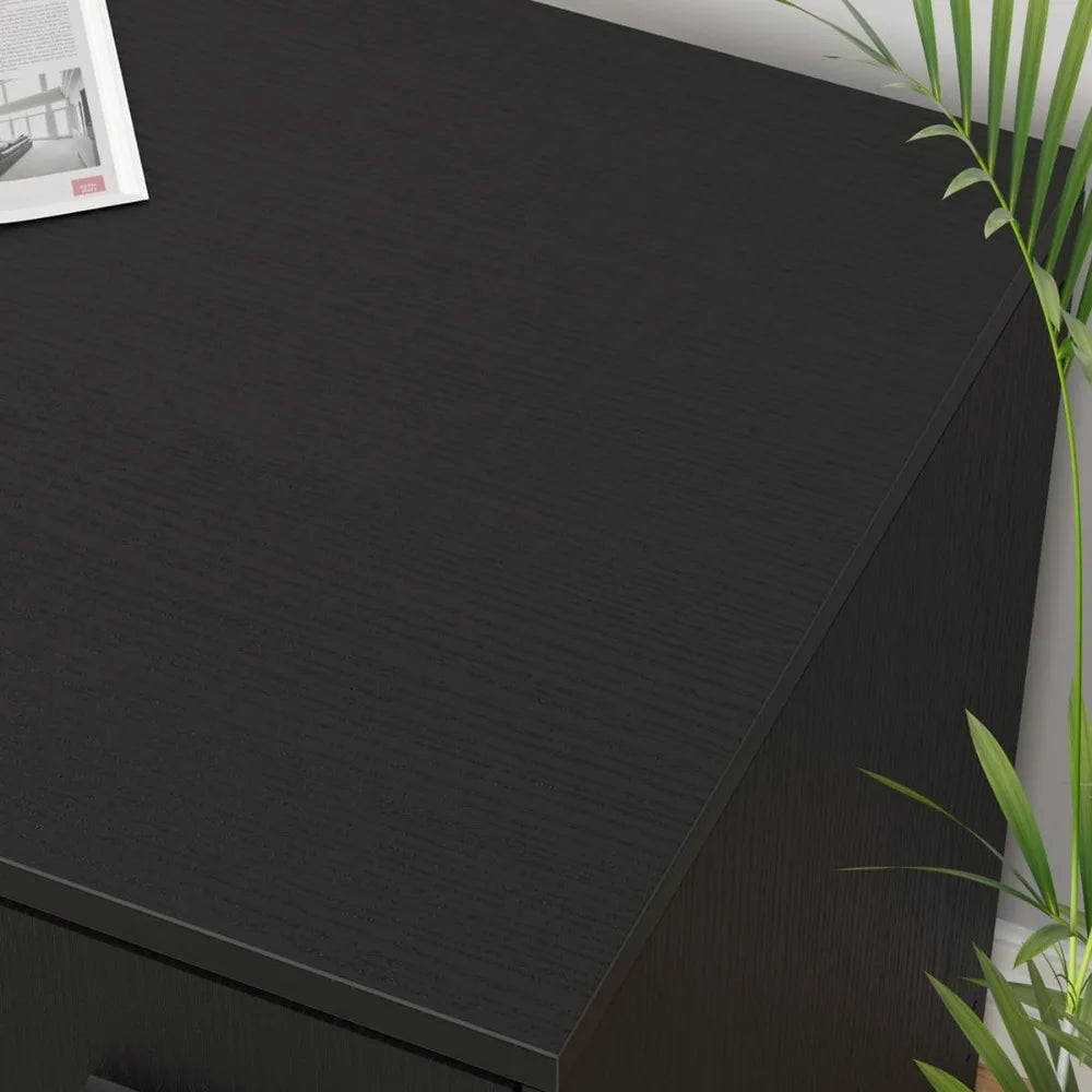 Black L-Shaped Executive Desk