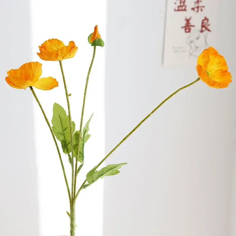 Silk Poppy Flower Branch