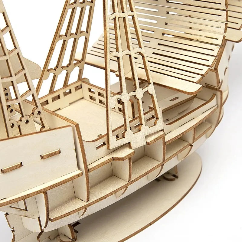 3D Wooden Sailboat Puzzle Model