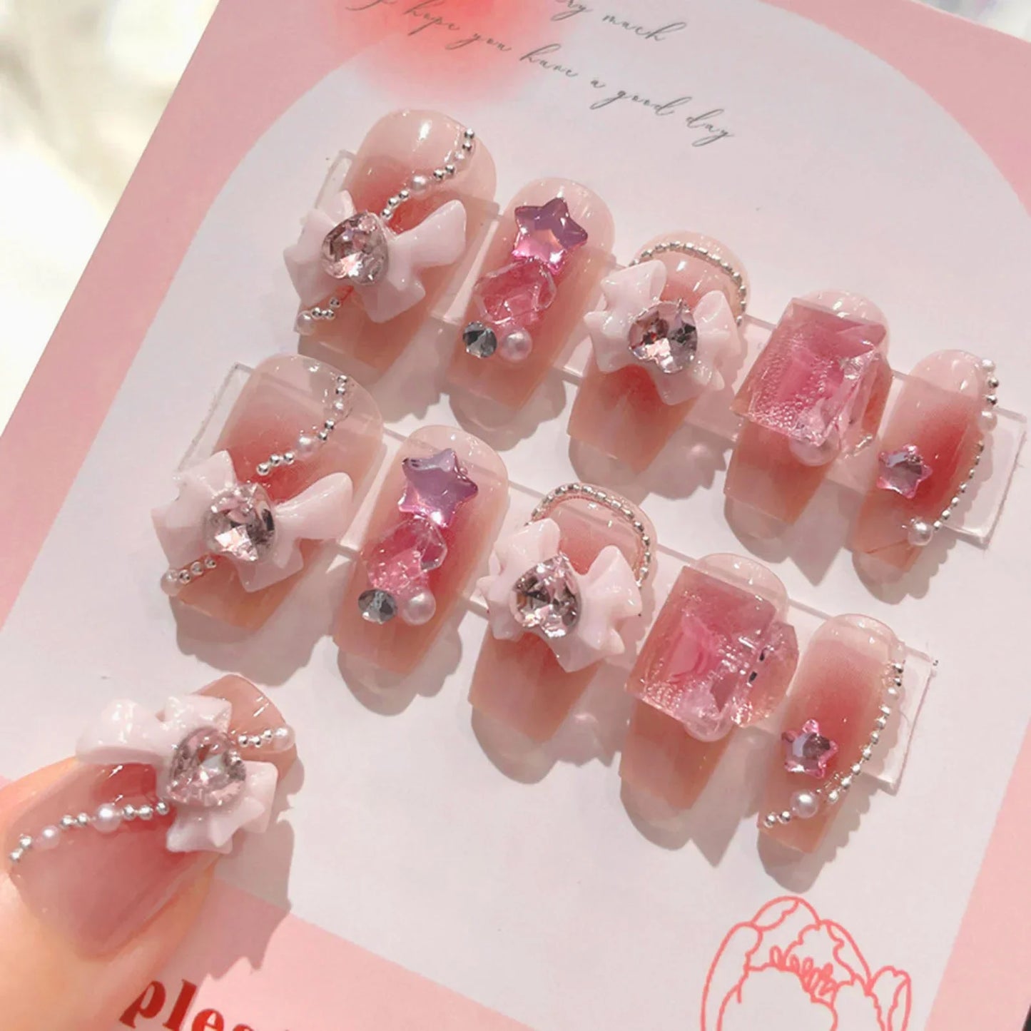 24Pcs Cute Bow Press-On Nails