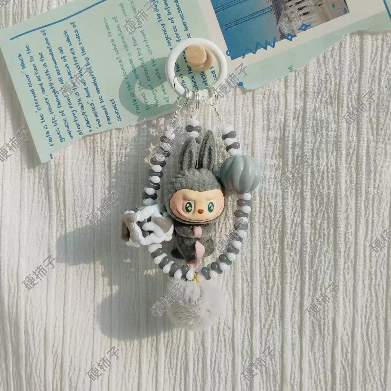 Labubu Yoga Mini Flocking Keychain Pendant