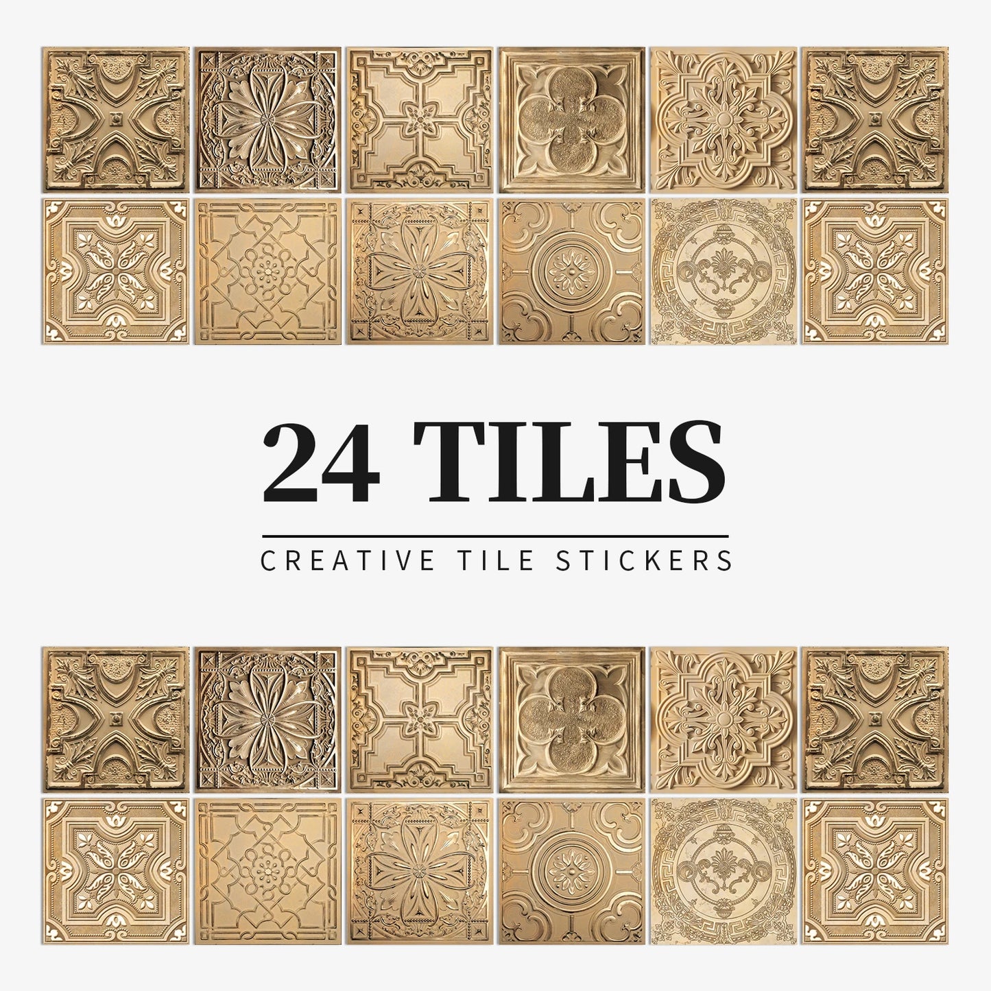 24pcs Mandala Retro Self-Adhesive Tile Stickers