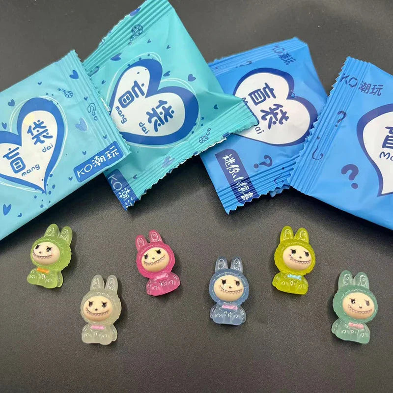 10Pcs Mini Luminous Labubu Resin Figurines