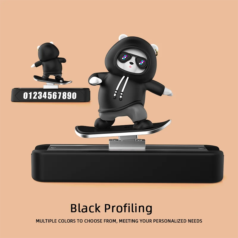 Skateboard Bear Car Dashboard Decor