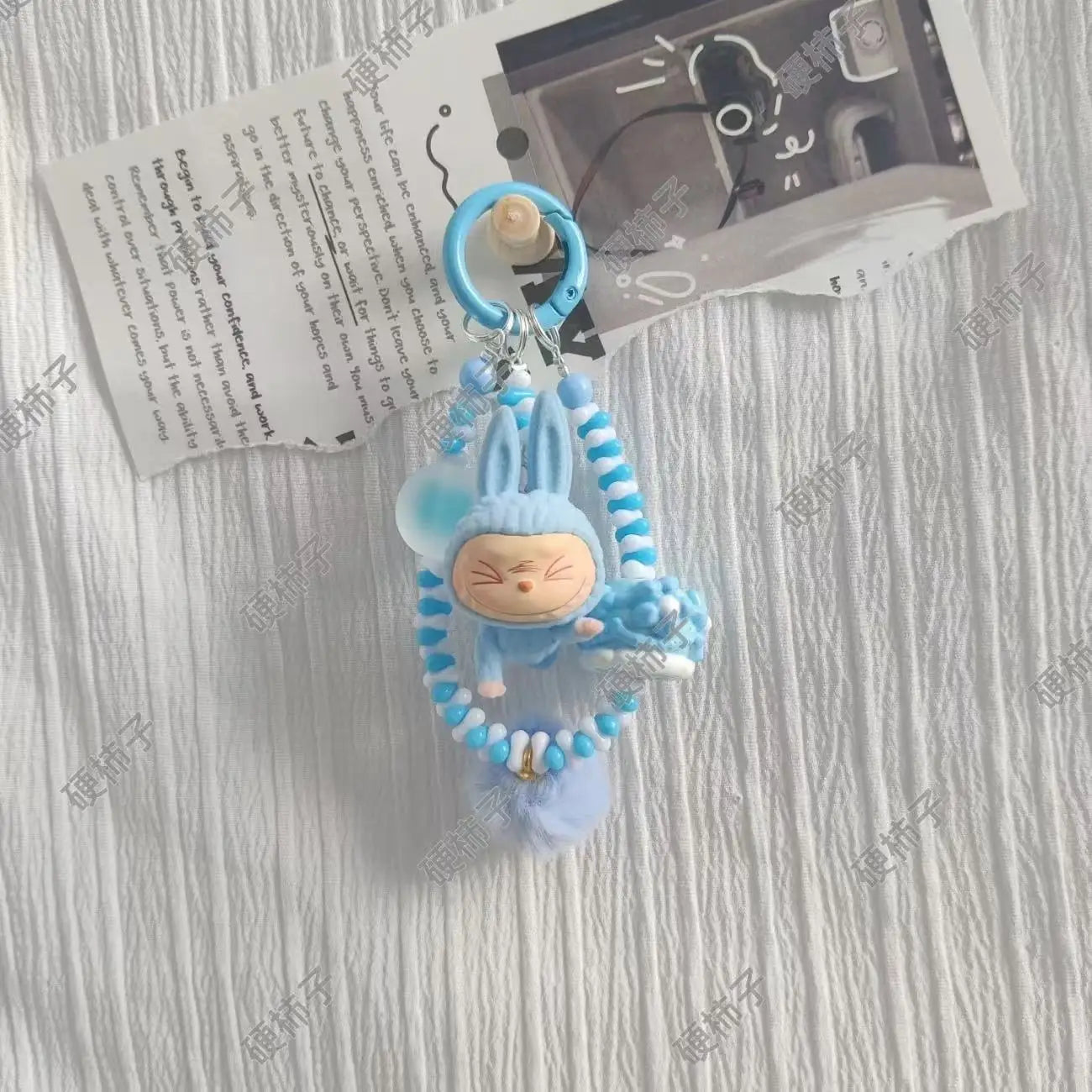 Labubu Yoga Mini Flocking Keychain Pendant