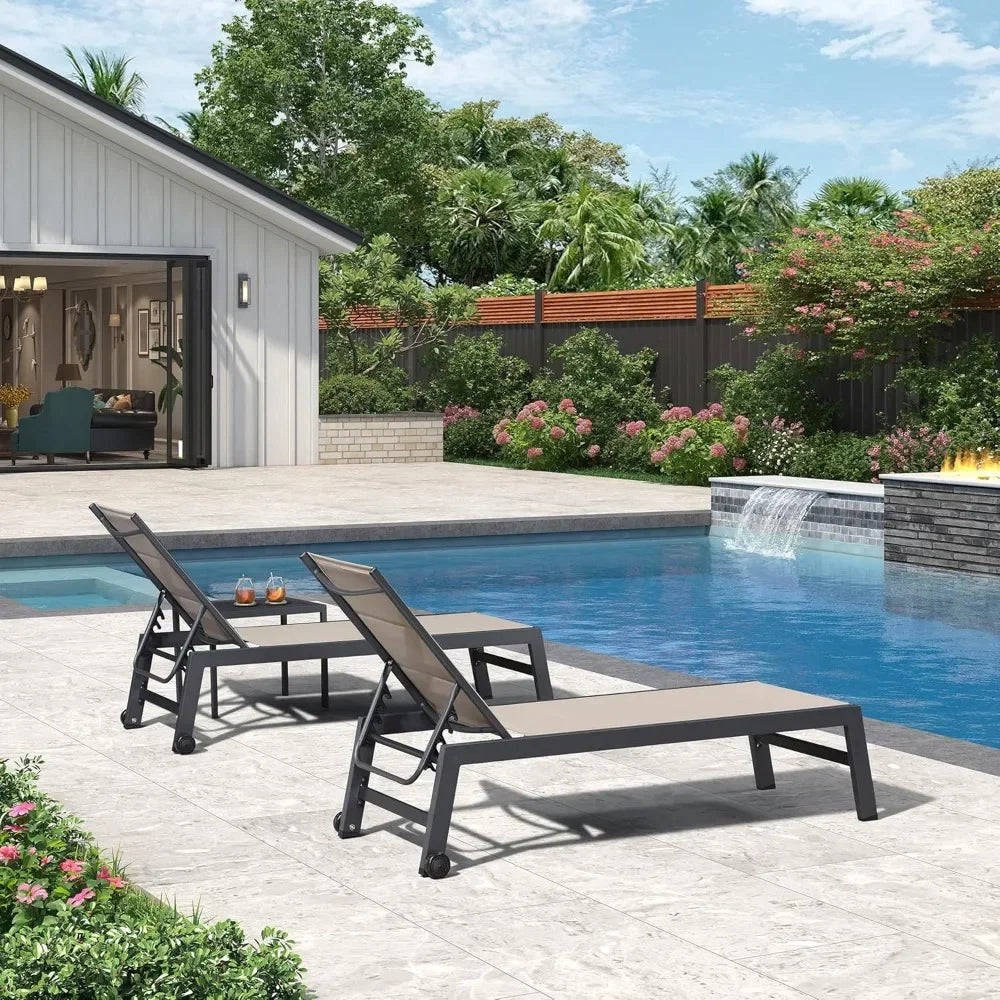 Aluminum Outdoor Chaise Lounge Set