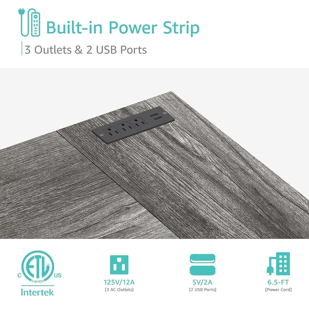 L-Shaped Computer Desk with Storage