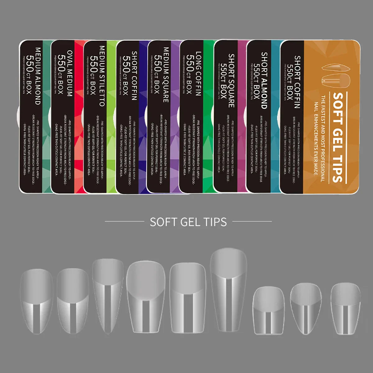 550Pcs Gel Nail Tips Set