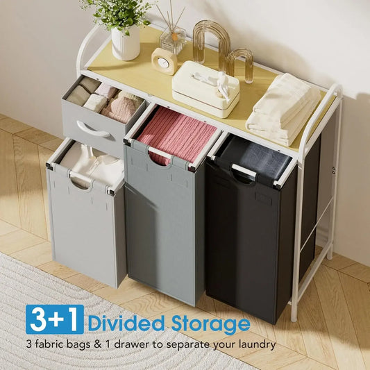 3-Section Laundry Sorter Basket