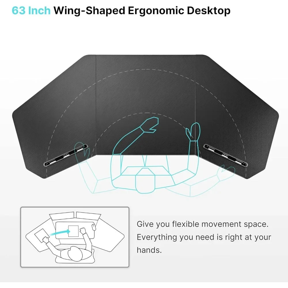 ANGDUO Wing-Shaped Ergonomic Gaming Desk
