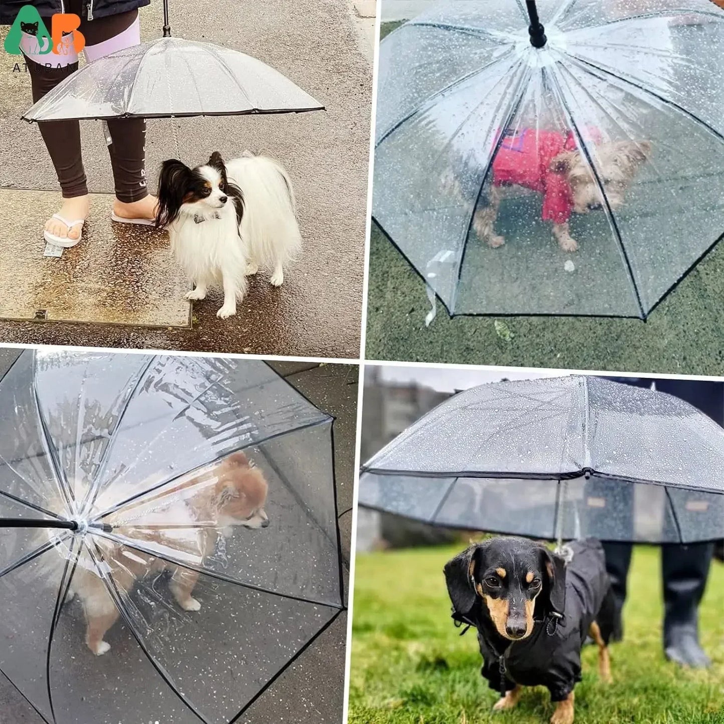 ATUBAN Clear Dog Umbrella