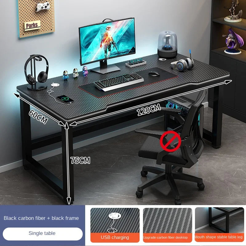 OLOEY European Black Metal Computer Desk
