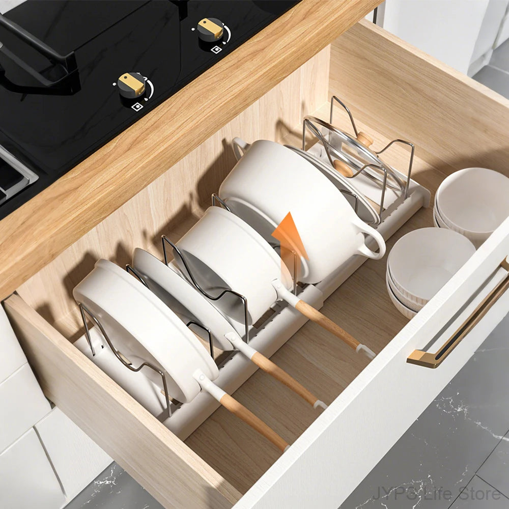 Expandable Pot & Pan Rack Organizer