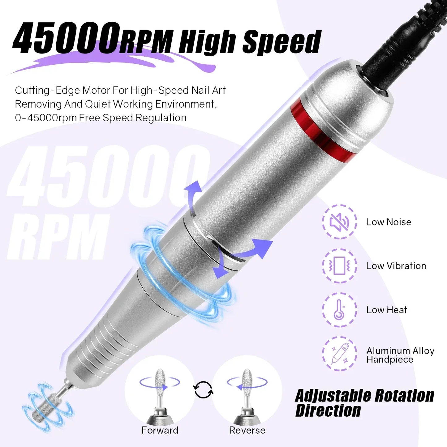 45000RPM Professional Nail Drill Machine