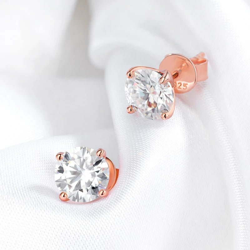 Rose Gold Moissanite Stud Earrings