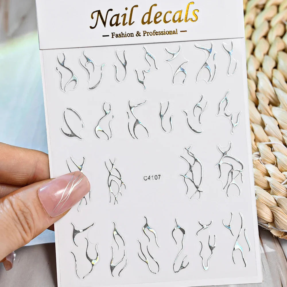 3D Metal Flame Nail Stickers