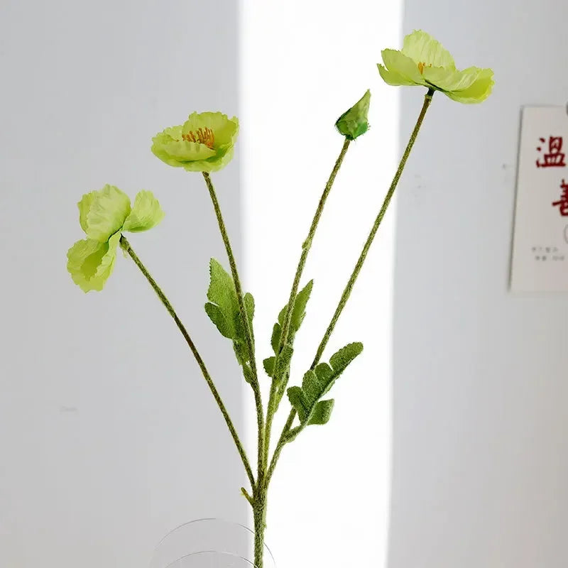 Silk Poppy Flower Branch