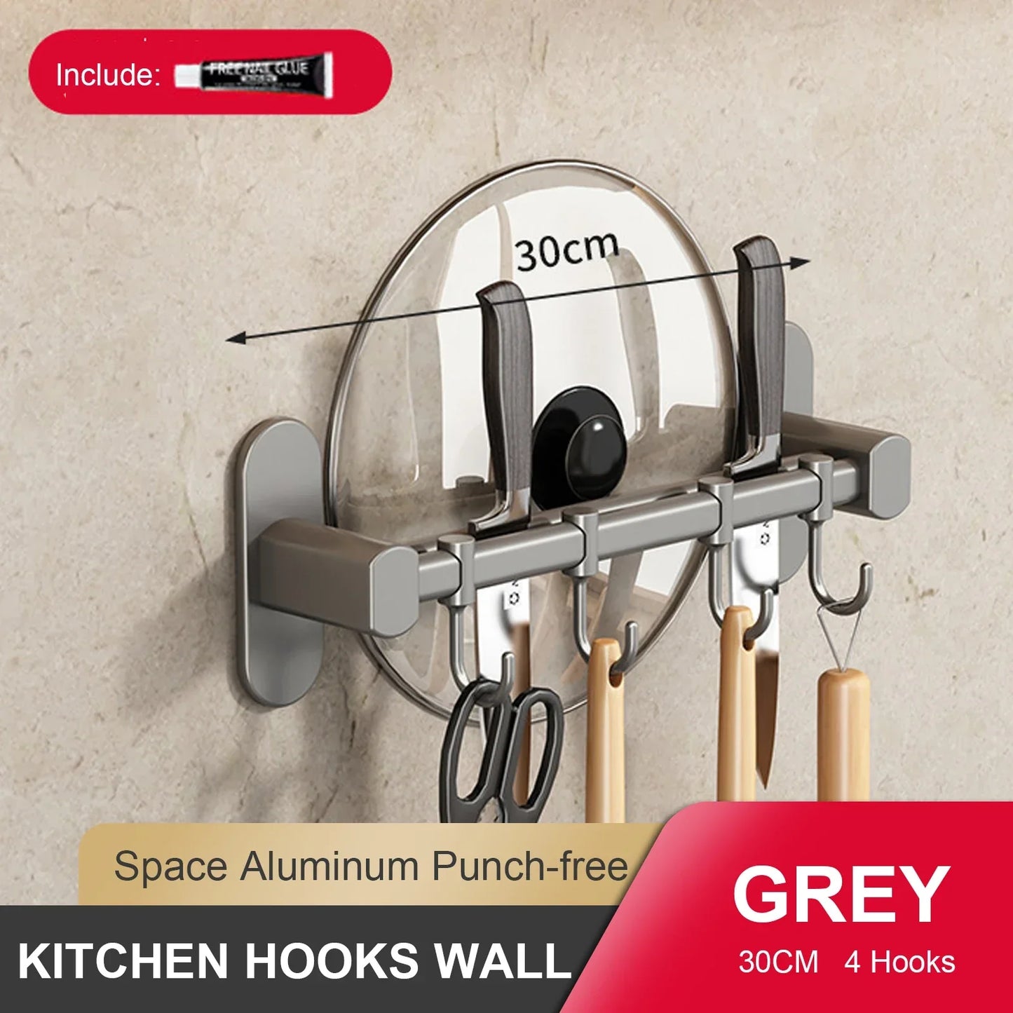 No-Punch Wall Kitchen Rack