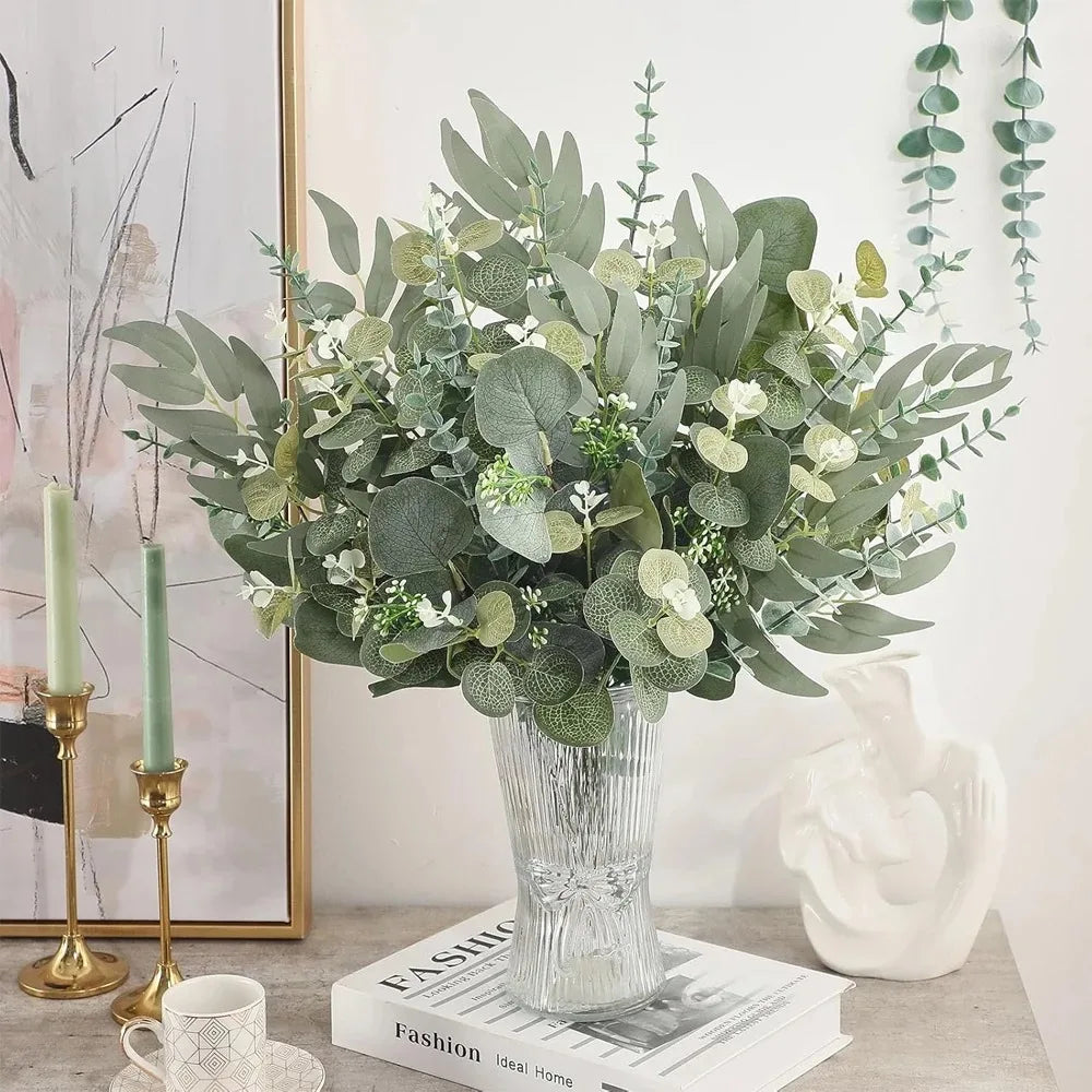 Artificial Eucalyptus Leaves Stems Set