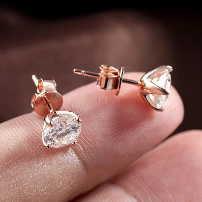 Rose Gold Moissanite Stud Earrings
