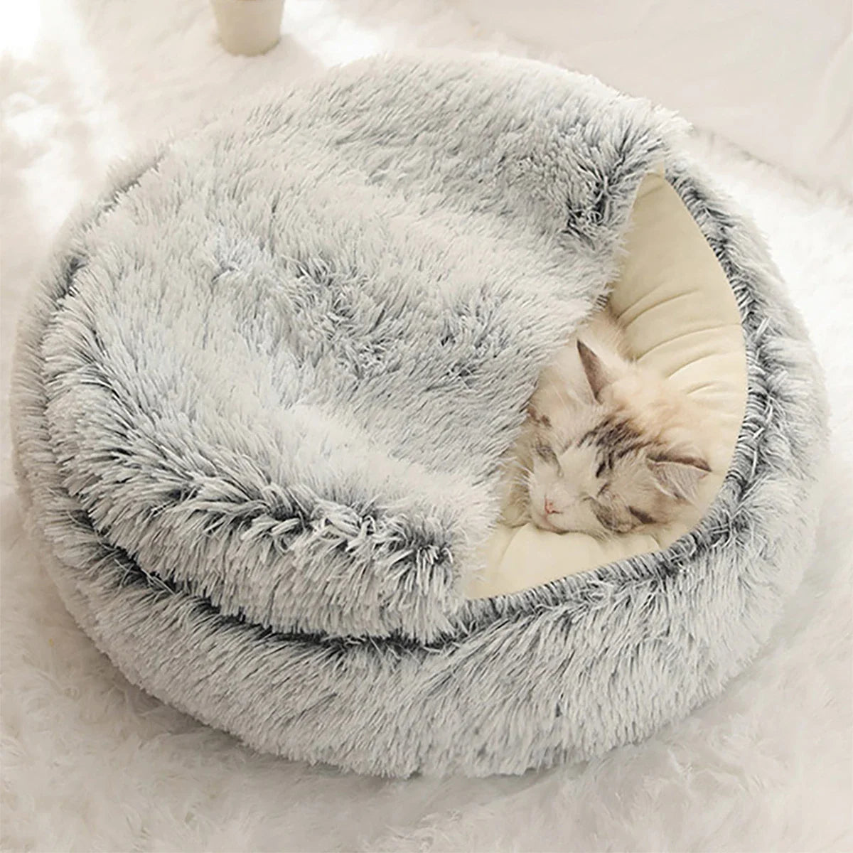 Cozy Plush Hooded Pet Bed