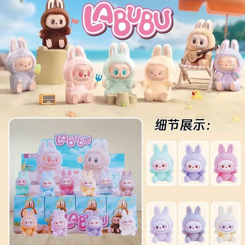 12pcs New Labubu Blind Box Cartoon Flocking Hand-Made Dolls