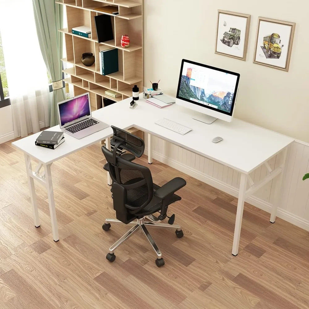 GUANGBAI Foldable L-Shaped Computer Desk