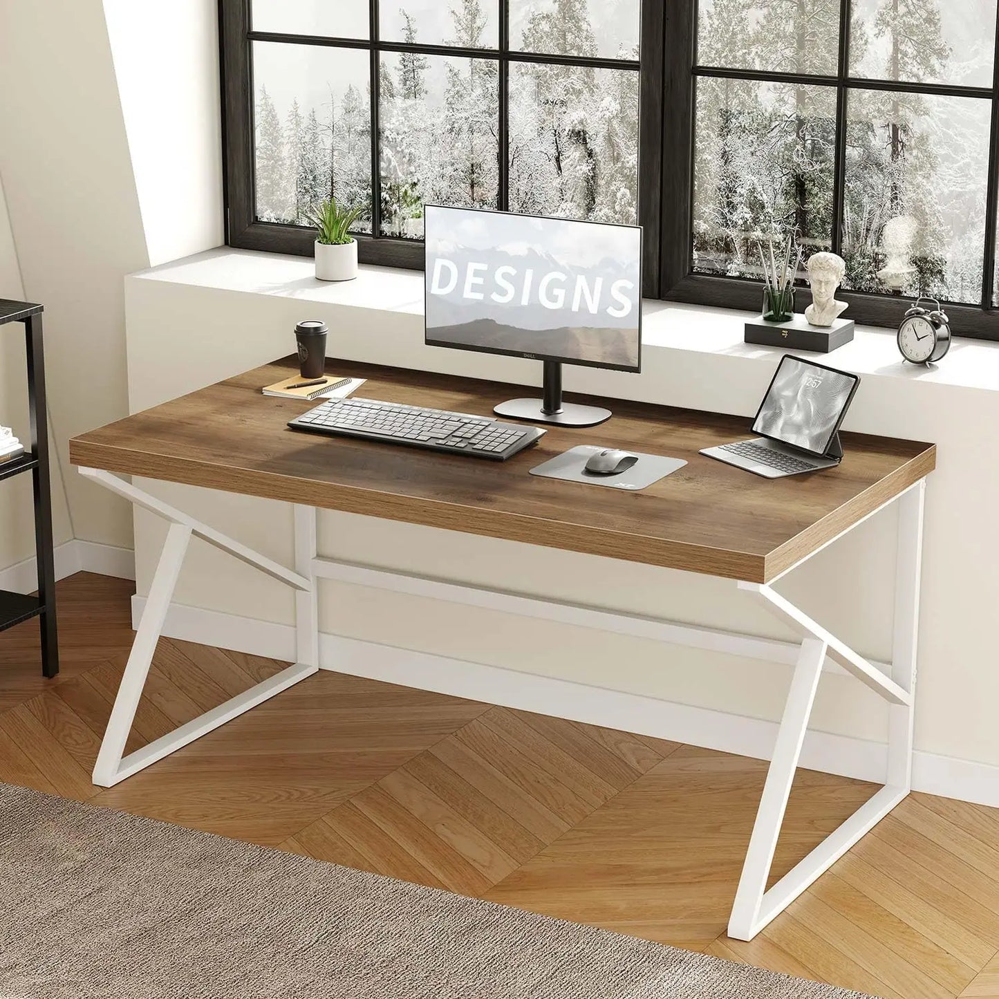 CHENGWEI Rustic Industrial Home Office Desk