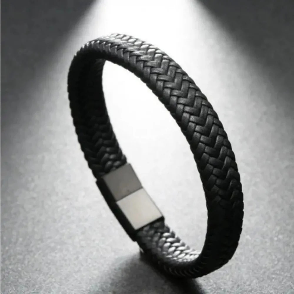 Men's Black PU Leather Bracelet