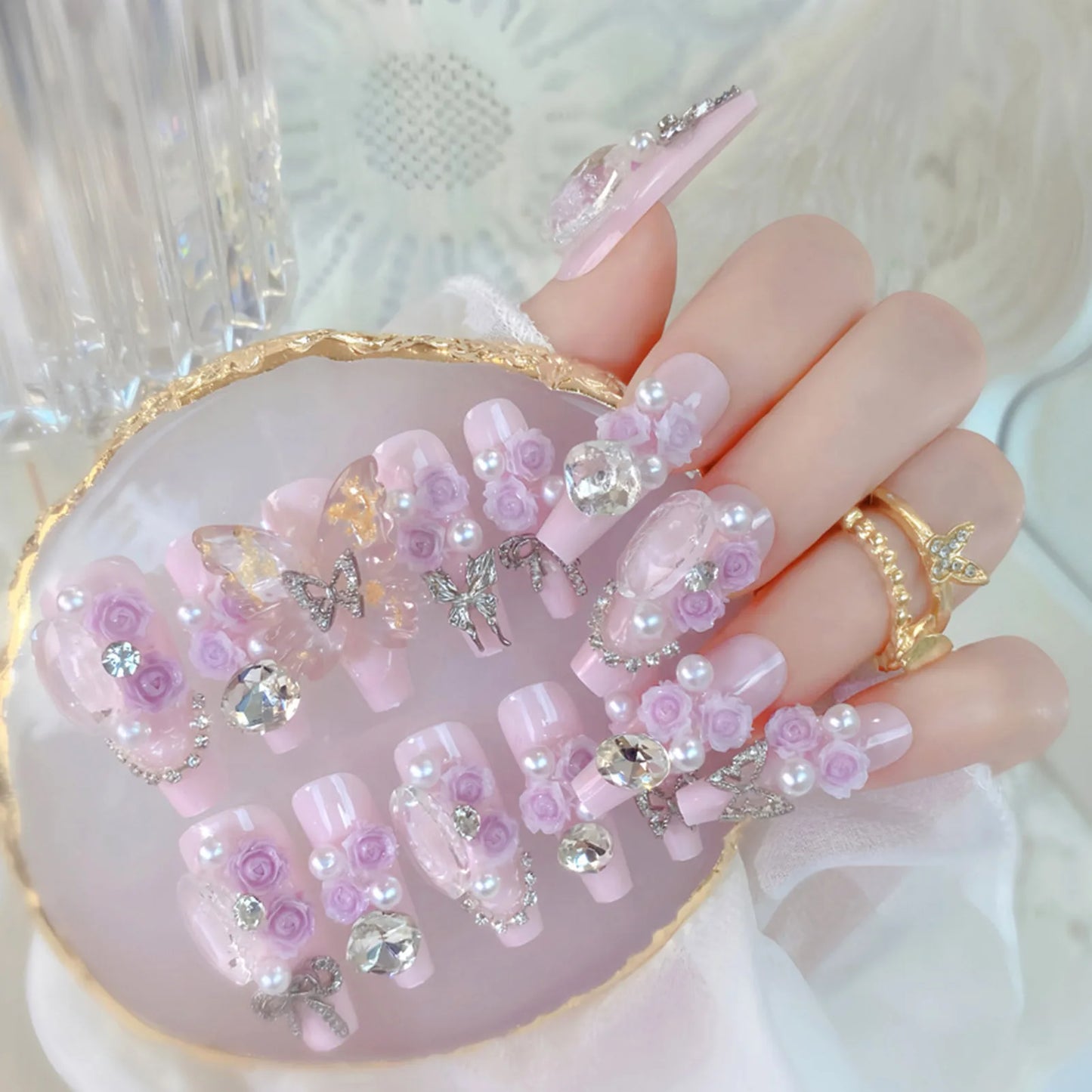 24Pcs Cute Bow Press-On Nails
