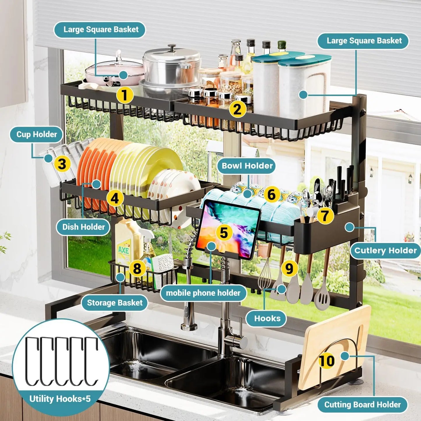 Over Sink Expandable Dish Rack