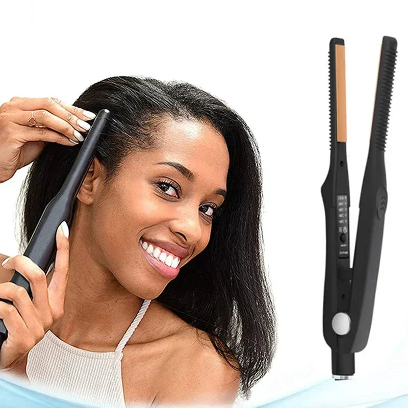 2-in-1 Mini Hair Straightener Curling Iron