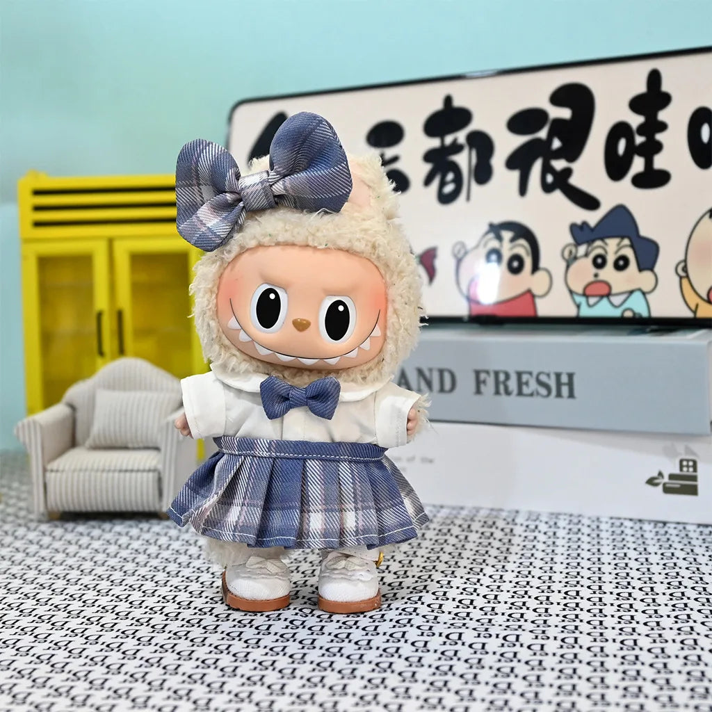 POP MART Labubu Doll 17cm JK Skirt Outfit Set