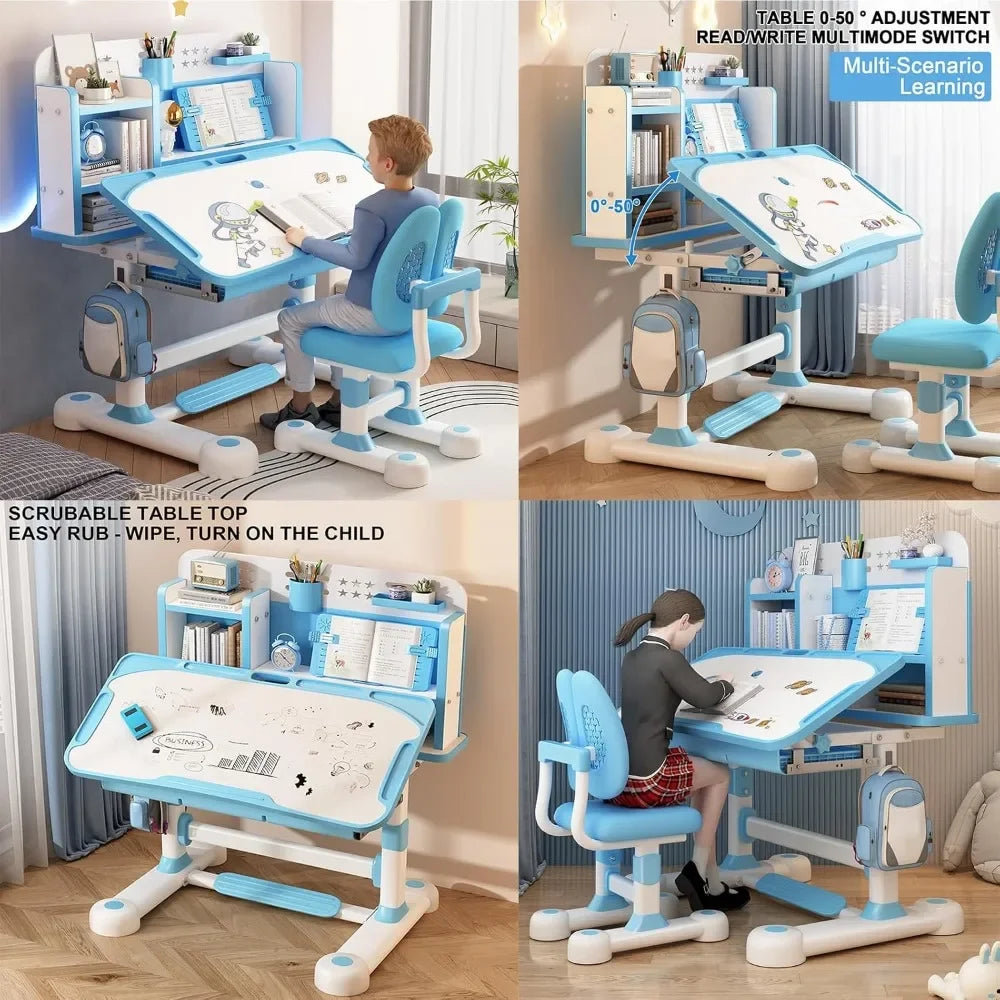 Kids Adjustable Study Desk Set