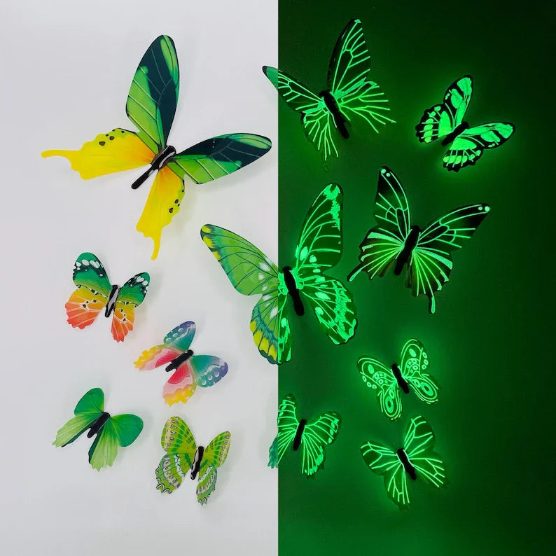 SHISHI 3D Luminous Butterfly Stickers