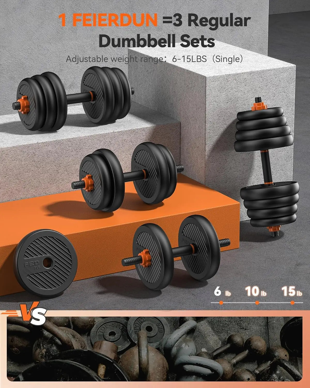 Adjustable 5-in-1 Dumbbell Set