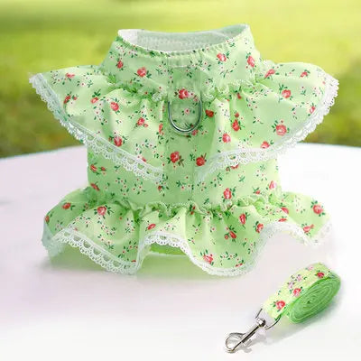 KAJIPET Lace Floral Pet Harness Set