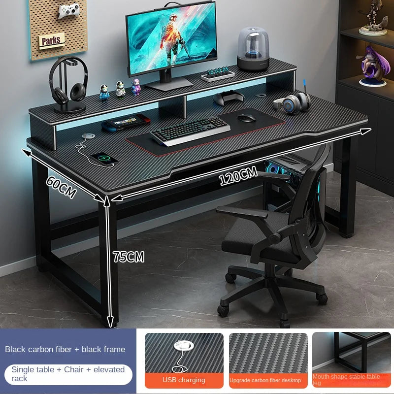 OLOEY European Black Metal Computer Desk