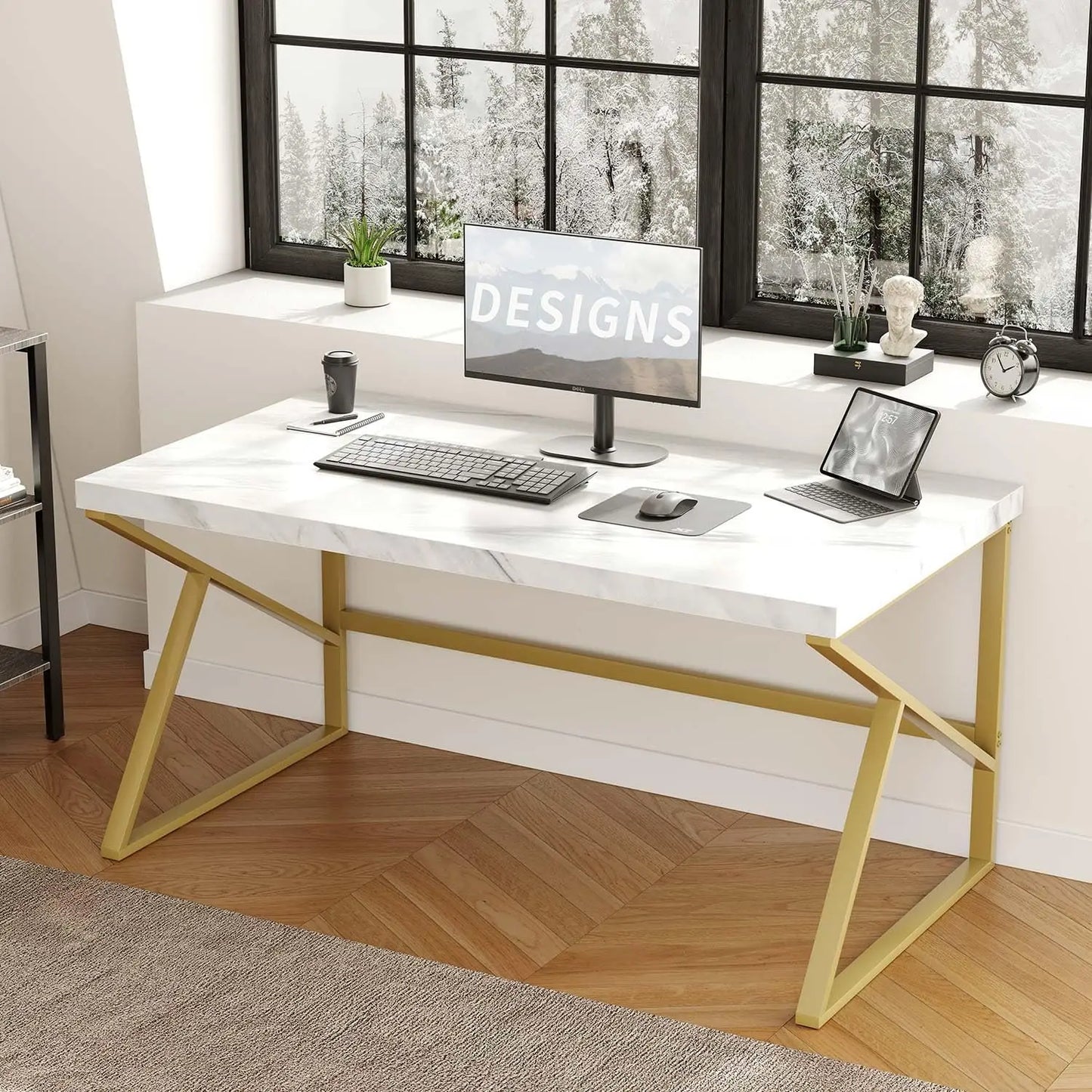 CHENGWEI Rustic Industrial Home Office Desk